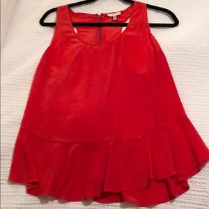 Joie 100% silk racer back tank with ruffle